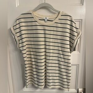 dip Cream and Black Striped Top- Medium